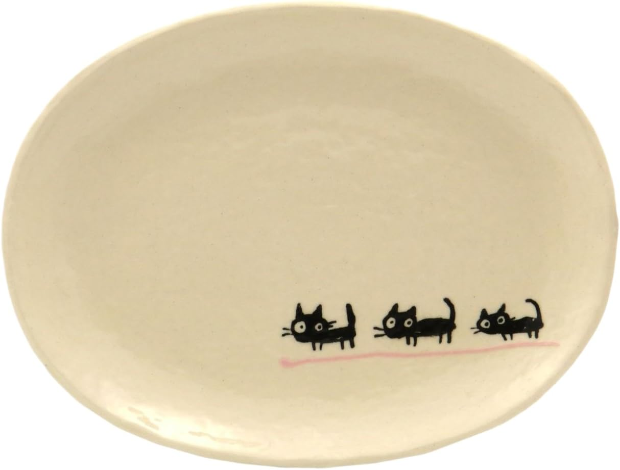 Setoyaki Black Cat Oval Plate (Medium) Orange - Orange image number 2