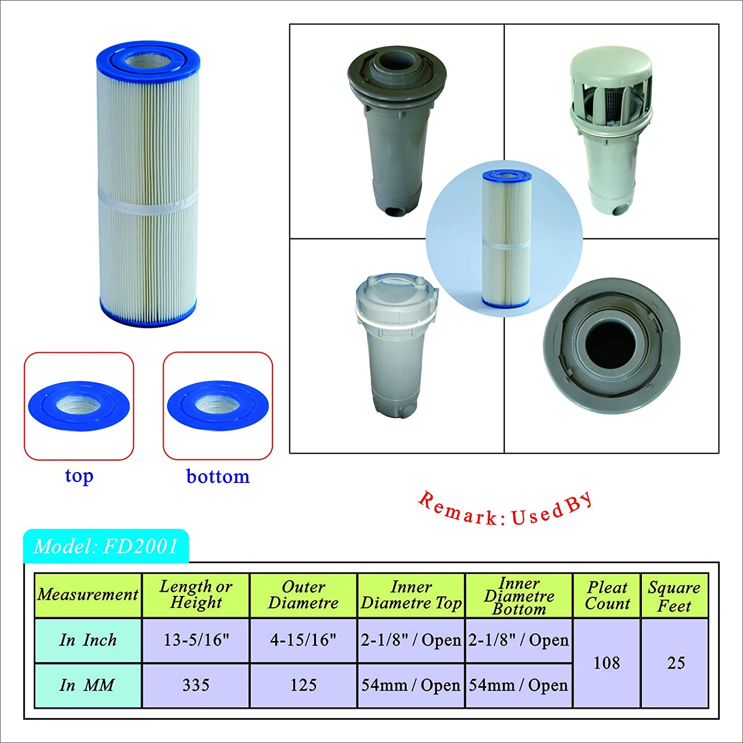 Malaka 200102 Spa Filter Compatible with PRB25-IN C-4326 FC-2375 Hot Tubs Filter Cartridge 2 Pack