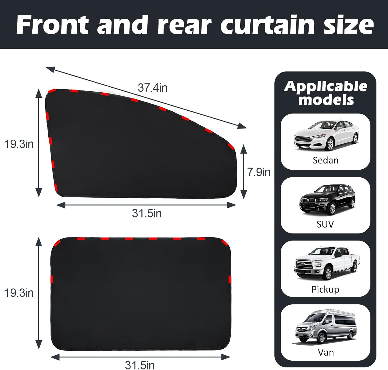 XCBYT Car Window Shades - Car Priavcy Curtains Window Shades for Car Baby 100% Sun Glare and UV Rays Interior Protection for Kids 4 Pcs Magnetic Retractable Foldable Auto Accessories,Black