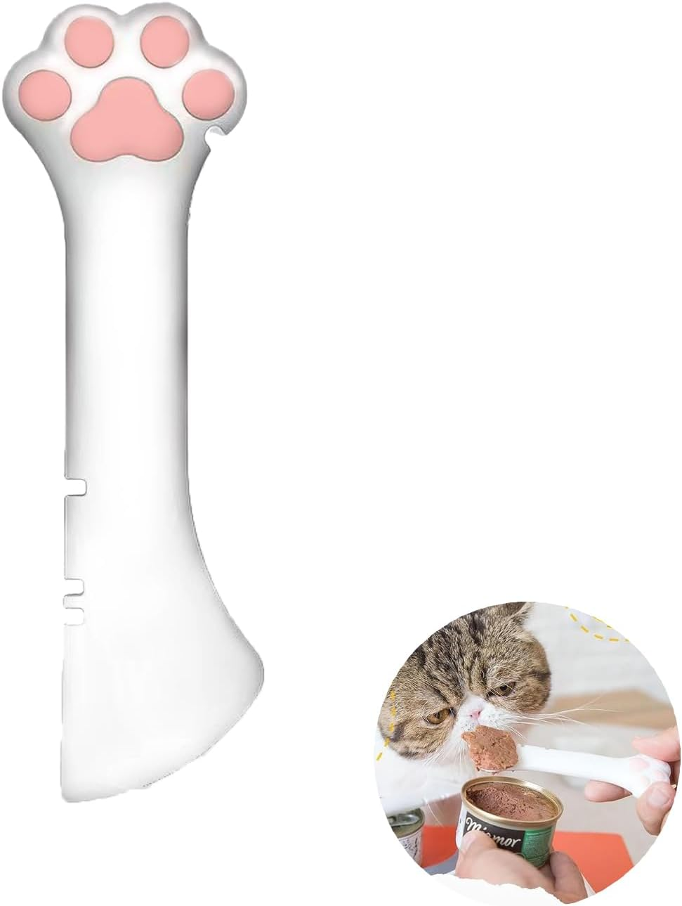 Sheldamy Silicone Pet Food Spoon, Cat Food Can Opener Paw, Wet or Dry Food Short Spoon for Cat Dog with Mini Spatula