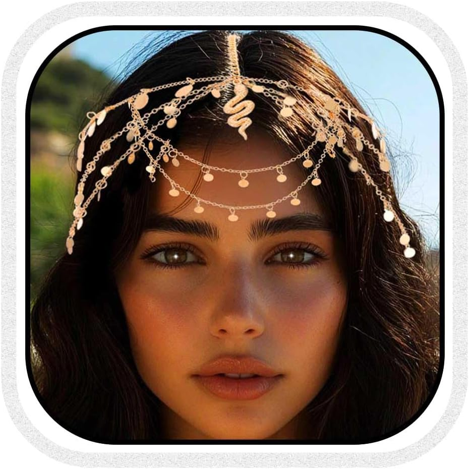 Fashband Gold Sequin Snake Headband Festival Costume Headpiece Hair Accessories for Women image number 2