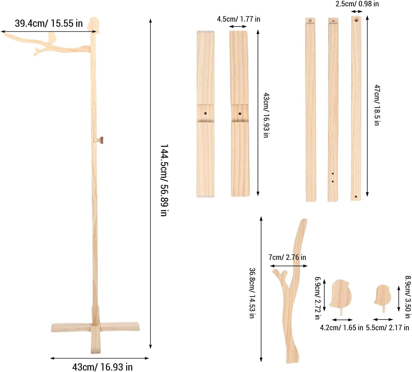 Lotusland Wooden Baby Crib Mobile Arm, 57 Inch, Rustic, Floor Standing, Easy to Assemble, Unisex Baby, Crib Mount image number 4