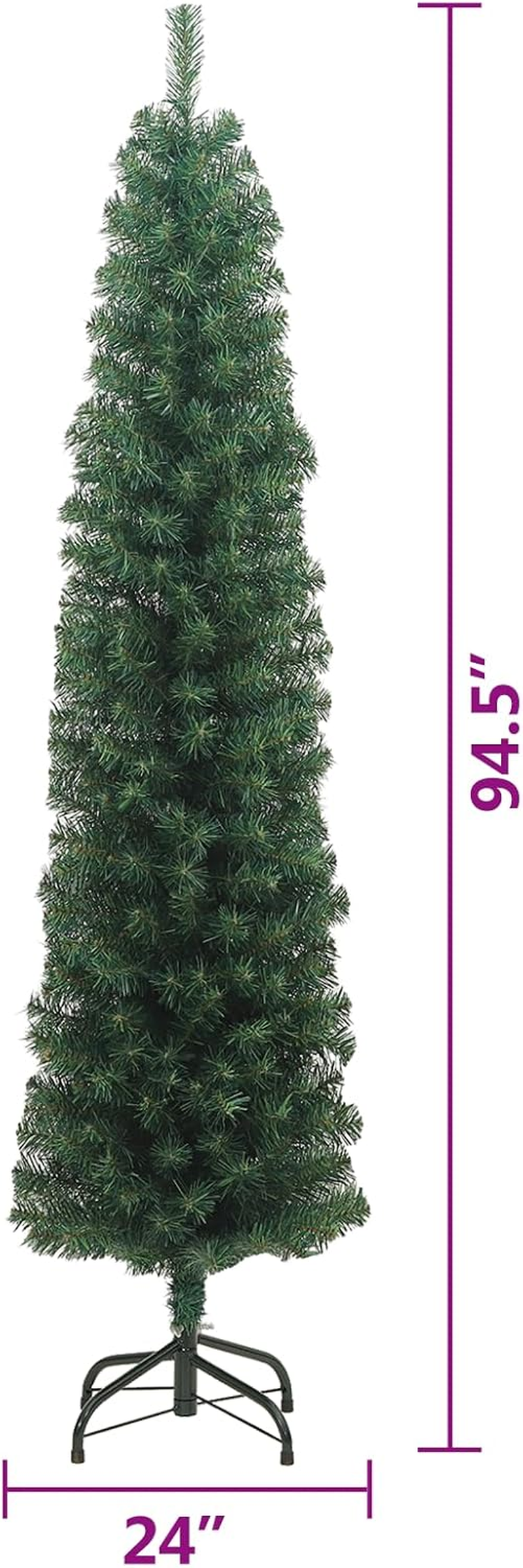 Vidaxl Slim Artificial PVC Christmas Tree with Steel Stand - Green, 240 Cm Tall image number 5