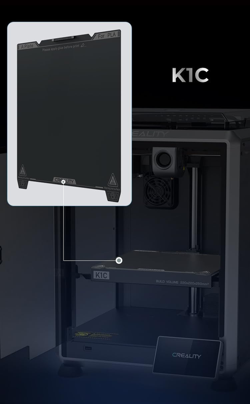 Creality Upgraded K1C Smooth PEI Build Plate Kit (235 * 235Mm), without Soft Magnetic Sticker, Wipe Nozzle Design, Wear-Resistant and High-Temperature, 3D Printer Platform for K1C image number 6