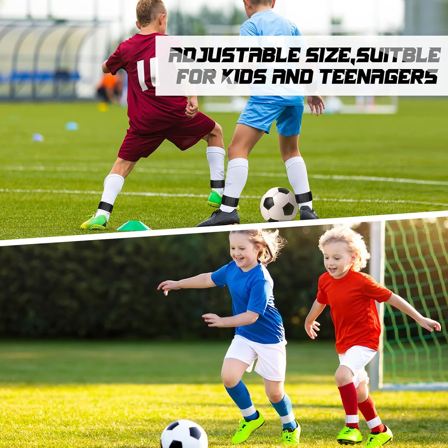 Liliful 12 Pcs Soccer Shin Guard Straps anti Slip Shin Guard Stays Legging Shin Guard Holders Football Socks Shin Fixed Straps for Sports Kicking Ball Running Cycling Youth Adults, Black and White image number 1