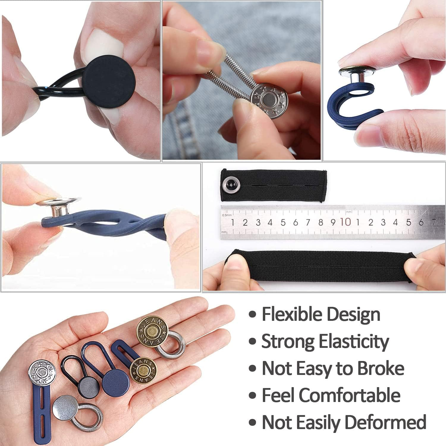 20 PCS Button Extenders for Jeans, Pants Button Extender, Waist Extenders for Pants for Women Men, No Sewing Instant Waistband Extension 1-1.8 Inches image number 4