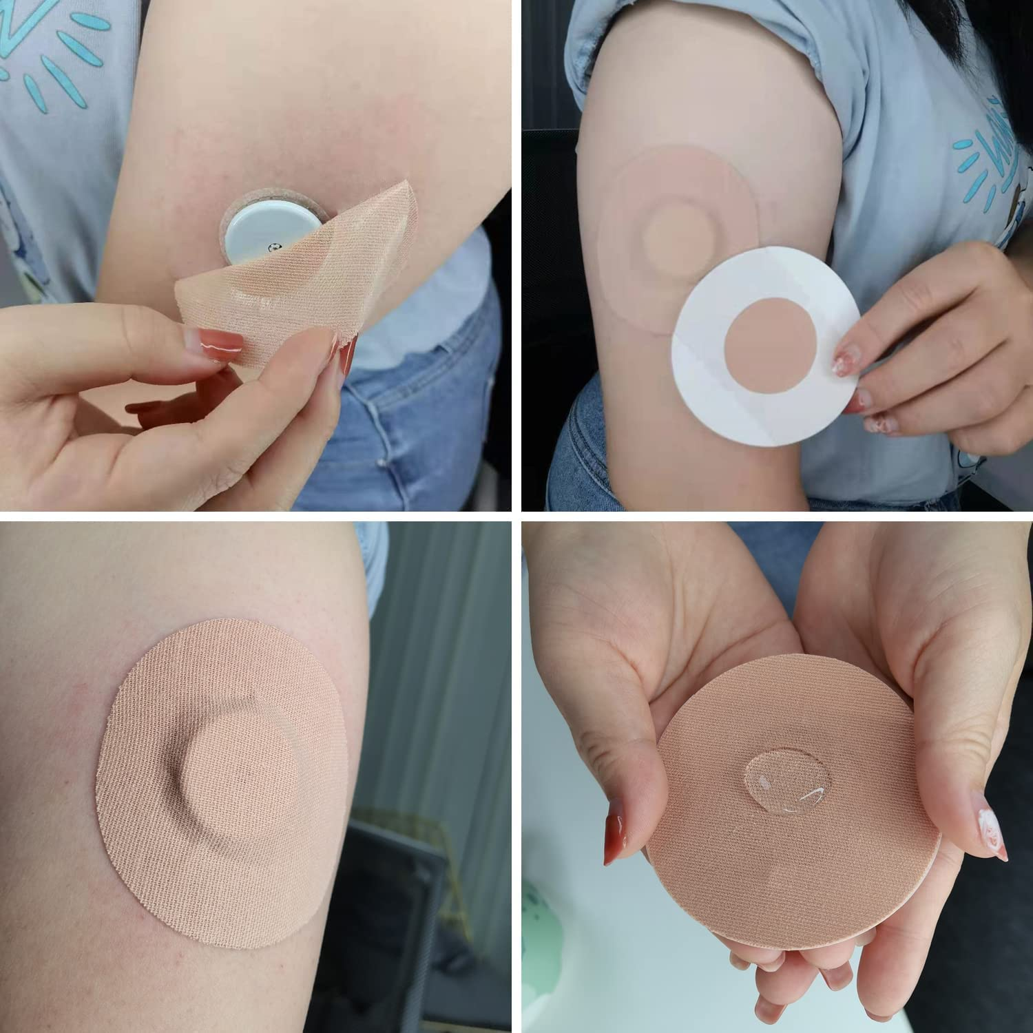 Freestyle Libre Sensor Covers 25Pack Waterproof Liber Sensor Adhesive Patches Flesh Flexible CGM Patches without Glue in the Center-Enlite-Guardian-Freestyle Libre 14 Day Sensor Patches