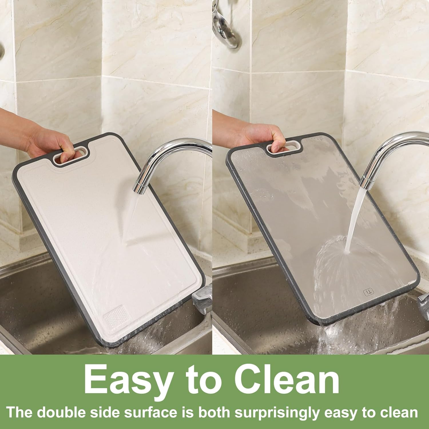 Titanium Cutting Board for Kitchen, Double Side Large Cutting Board for Meats, Fruits and Vegetables, Chopping Board with with Juice Groove, 15.2X10.4Inch image number 2