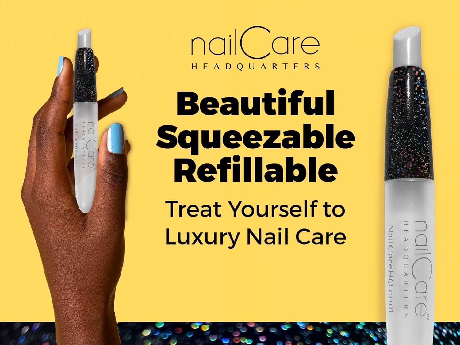 Nail Care Headquarters Refillable Holographic Cuticle Oil Pen for Nails - Empty Holo Squeeze Nail Oil Pen with Brush by Bliss Kiss | 1 Pen image number 1