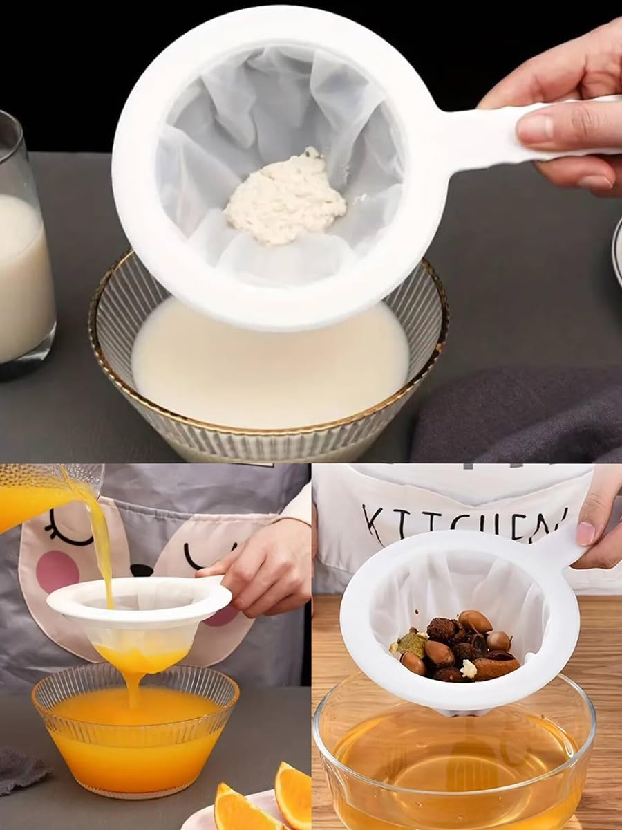 Set of 5 Fine Mesh Strainer, Stainless Steel Colander Kitchen Sieve Sifters for Kitchen Food, with Handles, Small Medium Large Size (5Pcs) - Silver image number 6