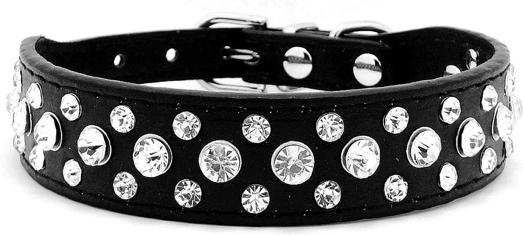 Haoyueer Black PU Leather Dog Collar with Rhinestones Size S M L XL image number 4