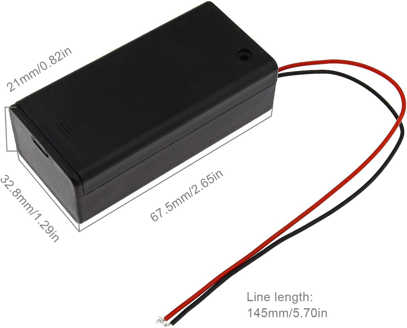 Emsea 9V PP3 Battery Storage Holder Case with On/Off Switch Cover Black Plastic & 1007# 26AWG Wire for 6F22 Battery 5 Pcs image number 3