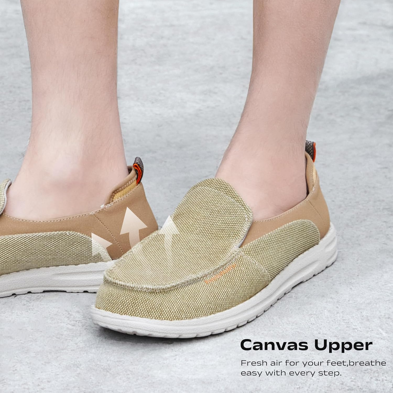 CLOWSE Men'S Casual Slip-On Loafers Deck Shoes Hands Free Canvas Wide Shoes Comfortable Stretch Walking Shoes image number 2