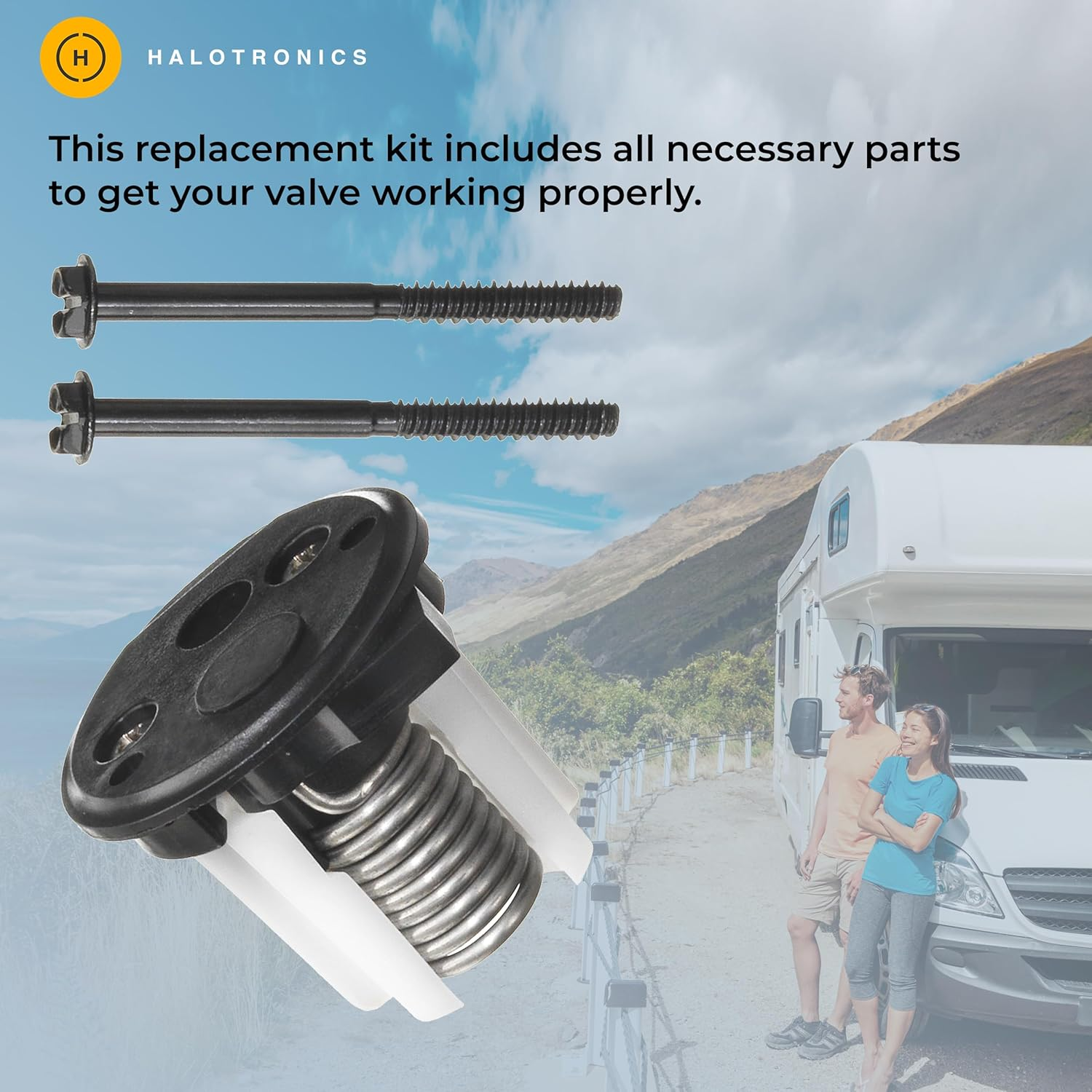 Halotronics 385310683 Compatible Replacement for Dometic Toilet Spring Cartridge Kit with Black End Cap, for Ecovac, 5000-Series (Except 5006), Traveler 110 and 210 Series RV Toilets - New 2024 image number 3