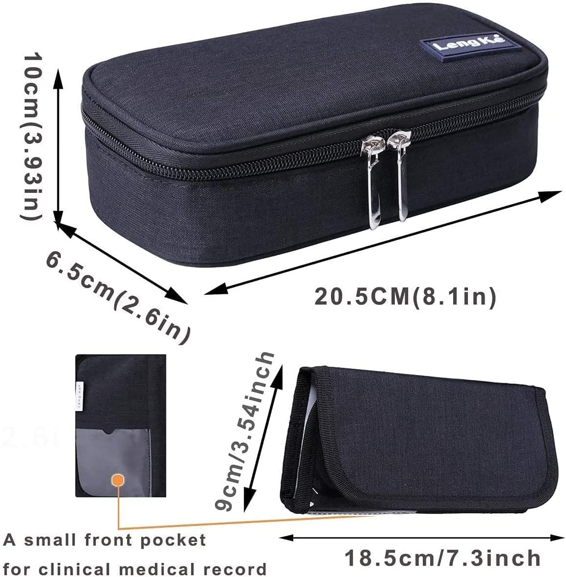 Insulin Cooler Travel Case Diabetic Organizers Medication Cooler Bag with 2 Ice Packs Travel Kits Waterproof and Insulation Liner (Black) - Black image number 5