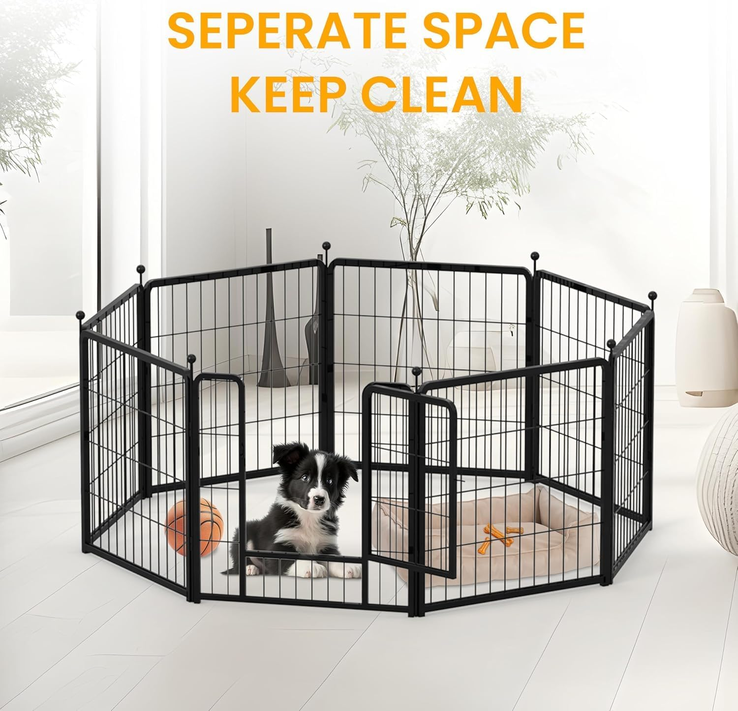 Dog Playpen 32 Inch 8 Panels, Ideal Dog Fence for Small/Medium Dogs Indoor & Outdoor Bliss, Perfect Dog Pen for Camping, Yard, RV, Garden Fence image number 4