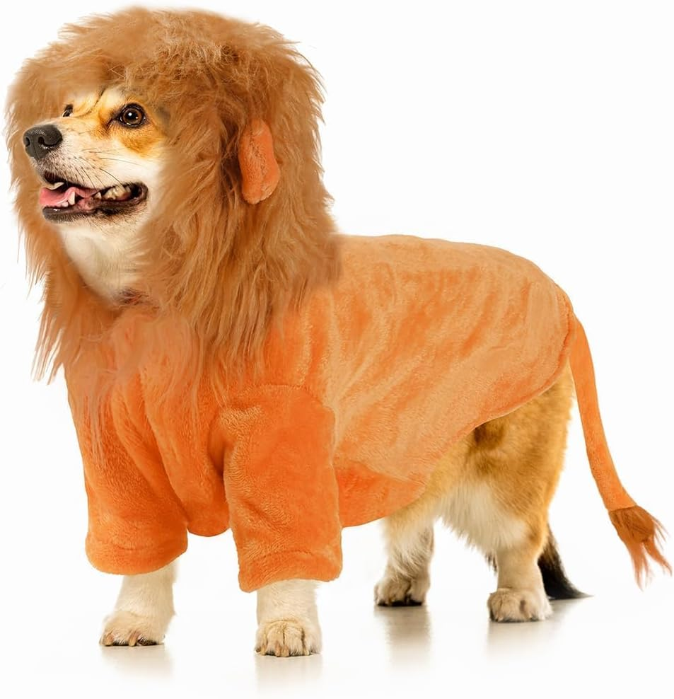 NACOCO Dog Halloween Lion Costume - Large Pet Clothes Cosplay Outfit Dog Lion Mane Apparel Party Hoodies Warm with Leash Hole for Small Medium to Large Sized Dogs (Small)