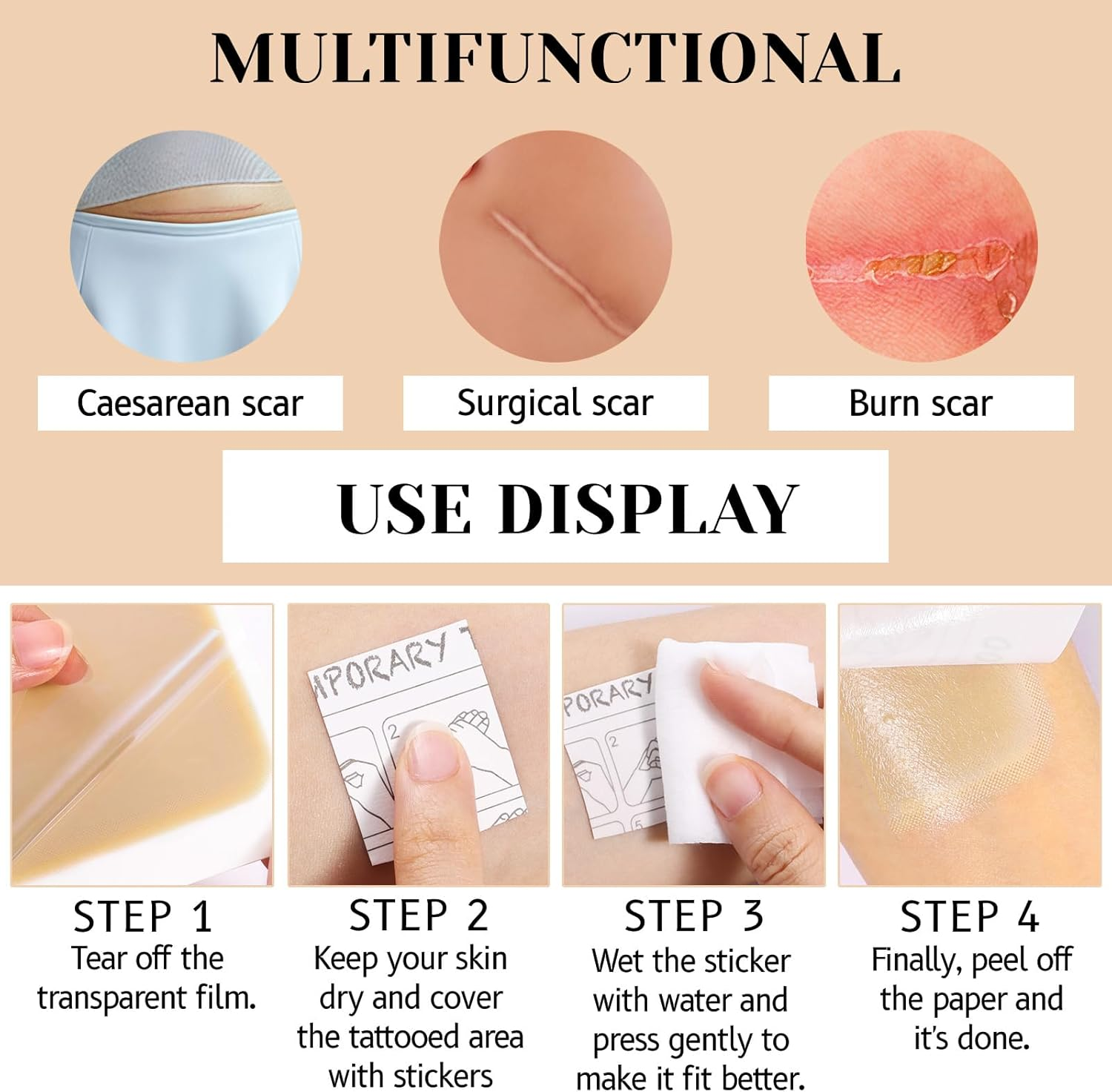 DAGEDA 8Pcs Tattoo Cover up Patch,Natural Looking Cover up Tattoos and Scar,Tattoo Cover up Tape, Invisible Waterproof Body Concealer Makeup Sticker-Natural - Dark image number 2