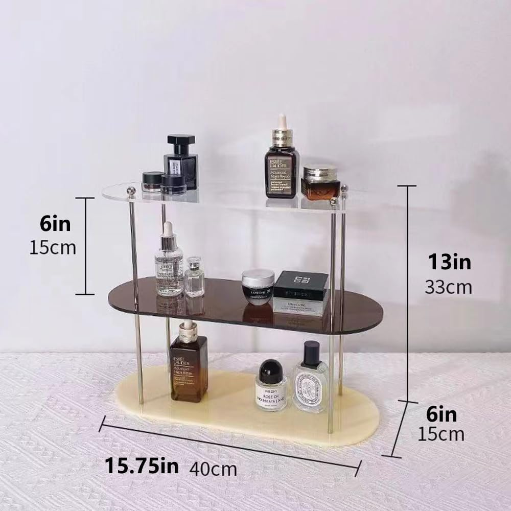 Hbluefat Bathroom Counter Tray, 3 Tier Perfume Stand Skin Care Holder Vanity Cosmetic Organizer Skincare Countertop Make up Organizers for Dresser (Mixed Color) image number 5