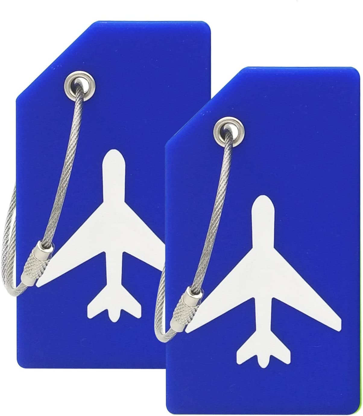 Silicone Luggage Tag with Name ID Card Perfect to Quickly Spot Luggage Suitcase (Plane 2Pcs Orange)