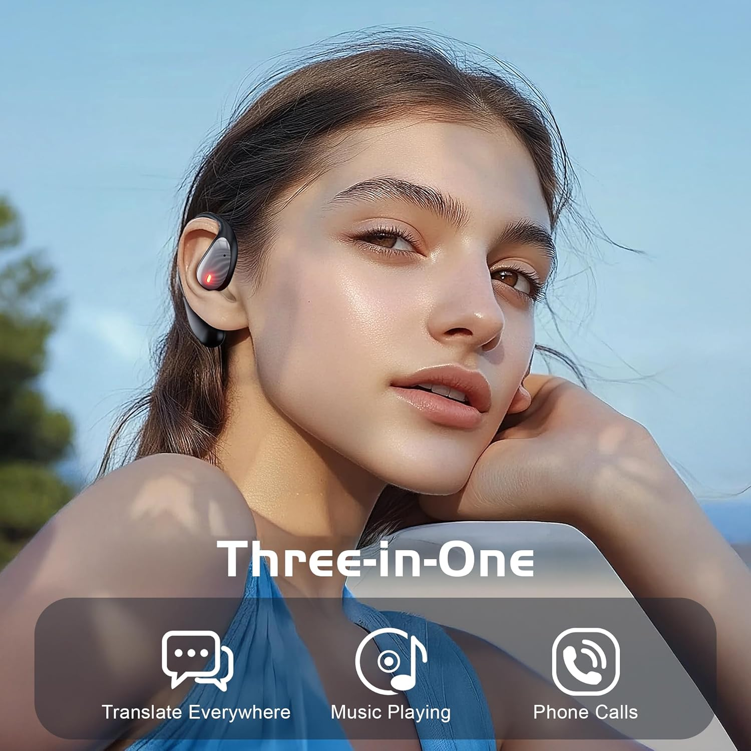 IAMJOY Language Translation Earbuds, 163 Two Way AI Translator Earbuds Language Translator OWS Earbuds Real Time 3-In-1 Online Translator Device with APP Fit Ios ＆ Android for Travel Business Learning image number 5