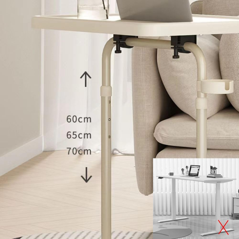 MTSDM Adjustable Laptop Table with Cup Holder, Mobile Standing Desk Table Adjustable Height Office Computer Stand, Suitable Side Table for Tablets, Writing Desks, Tilt and Height Adjustable image number 1