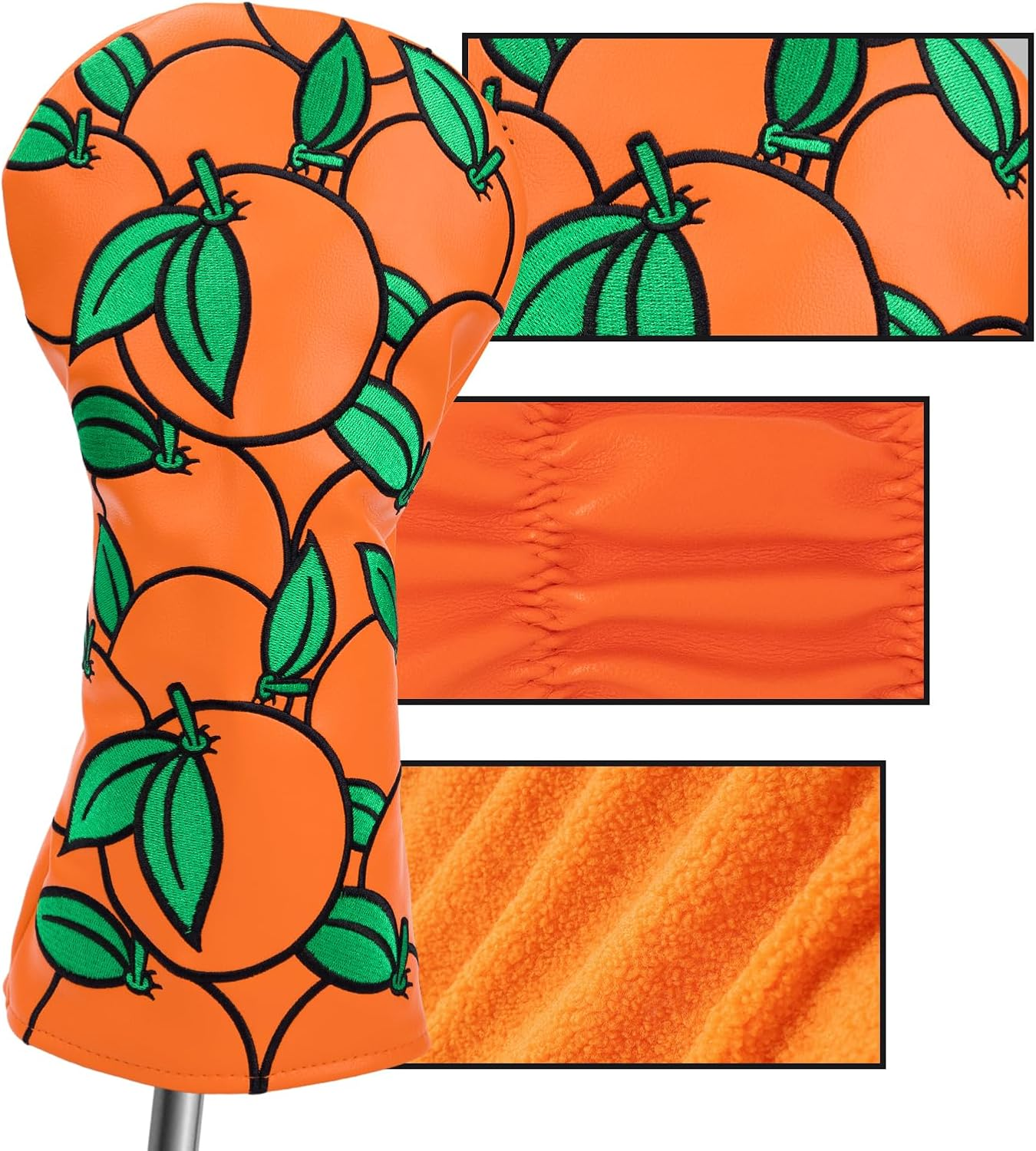 Montela Golf Club Covers Orange Golf Head Cover Driver Covers Fairway Wood Headcover Hybrid Cover Leather Golf Headcover for Scotty Cameron Taylormade Titleist Odyssey image number 3