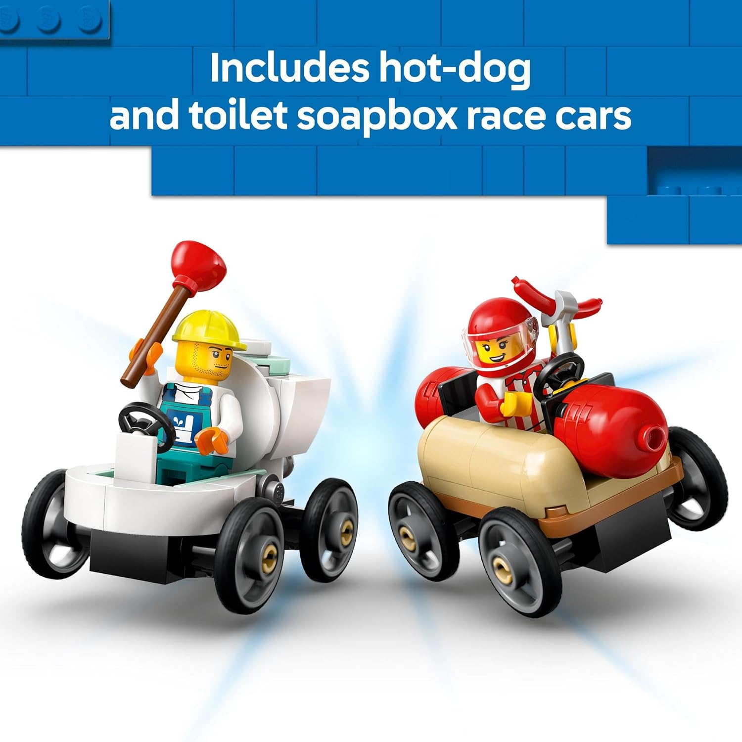 LEGO City No Limits: Race Car Ramp Track, Kids Toy for 6+ Year Old Boys & Girls, Vehicle Building Set with Ramp, 2 Soapbox Car Toys & 4 Minifigures for Creative Construction 60460 image number 3