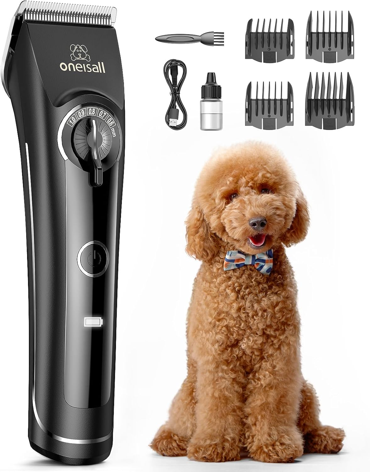 Oneisall Dog Clippers for Grooming Thick Curly Hair, Low Noise with Detachable Metal Blades, Heavy Duty Dog Grooming Kit Dog Trimmer/Shaver for Pets image number 2