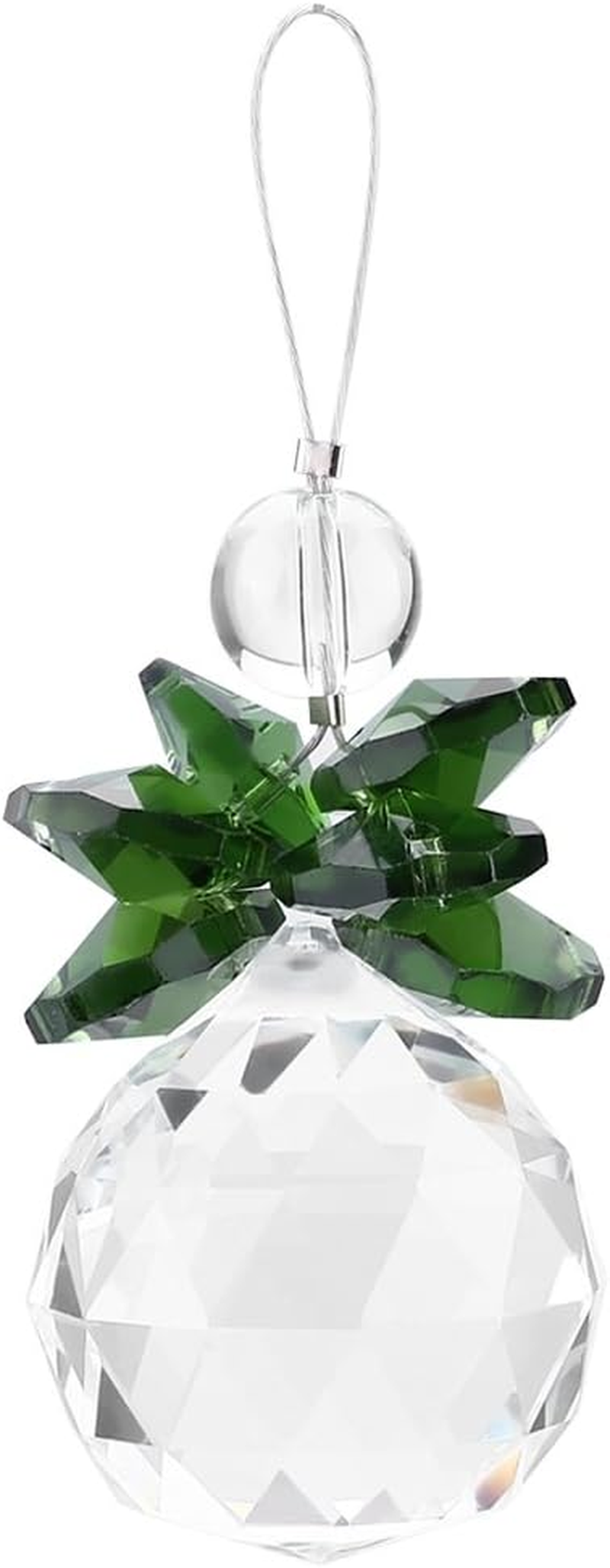 Crystal Suncatcher Hanging Pendant Angel Handmade Ornament Wedding Decor Rainbow Maker Prisms Pendant Feng Shu X'Mas Decor 1 PCS (Green) image number 4