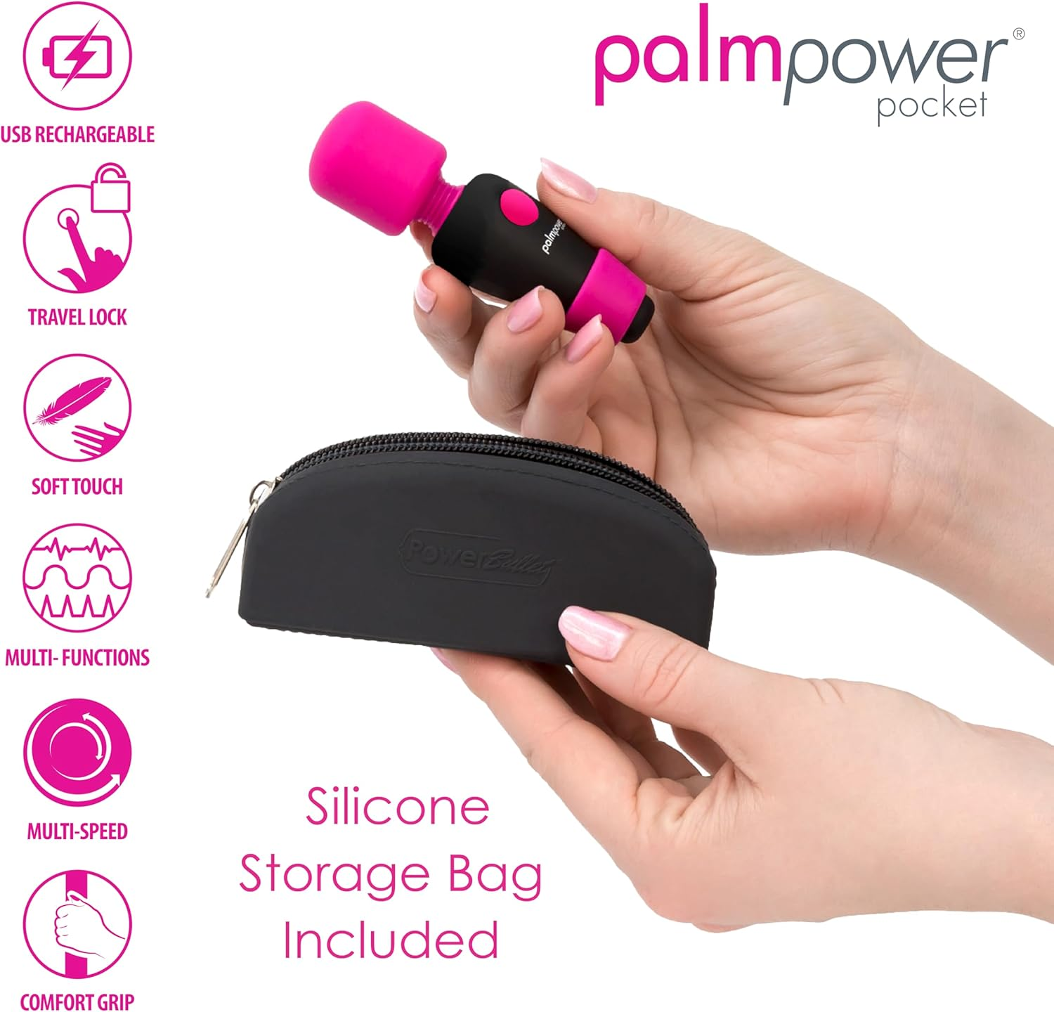 Palmpower Massage Wand Pocket, Pink image number 2