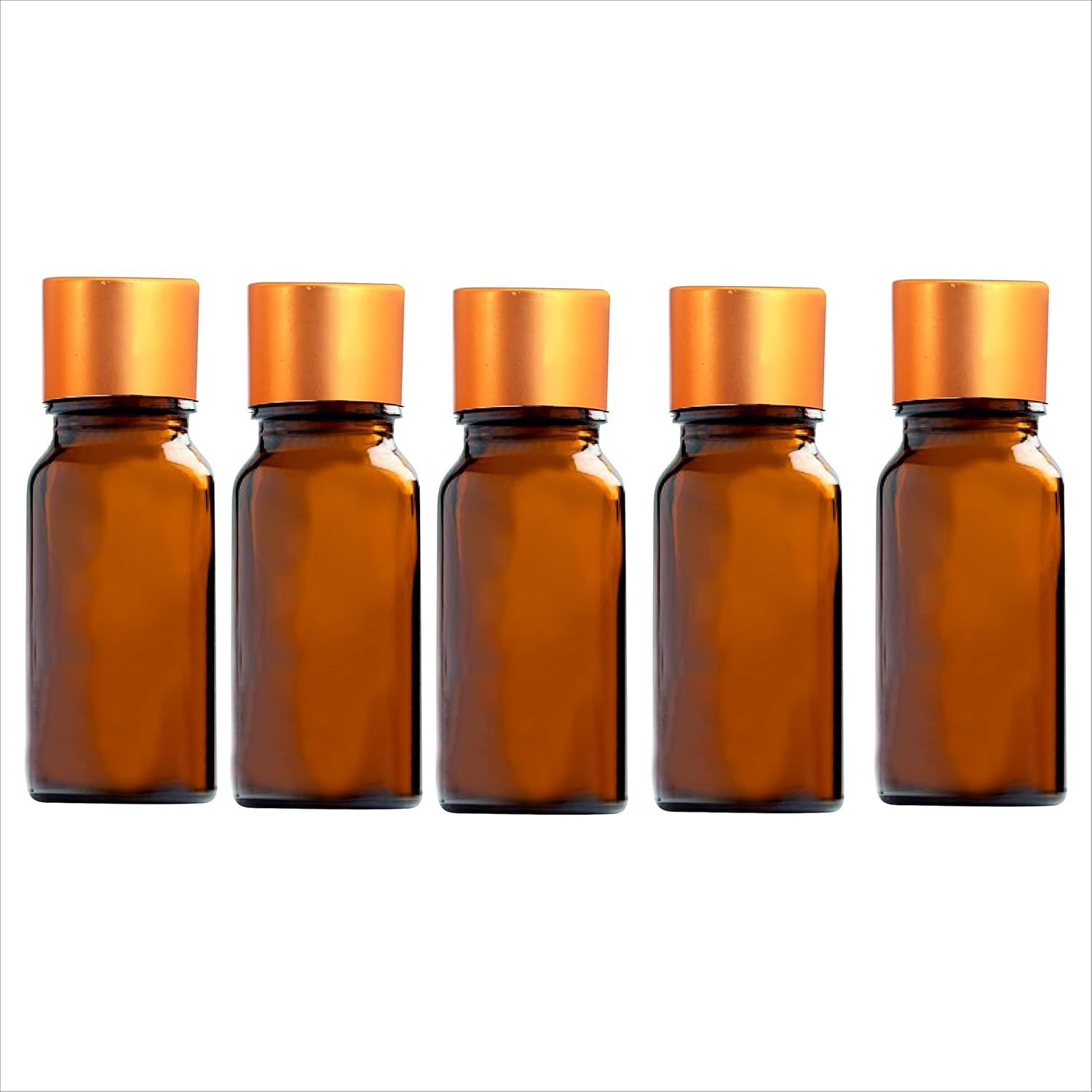 Zenvista 10Ml Amber Color Glass Bottle with Gold Color Cap, Multi Purpose - (Pack of 5)