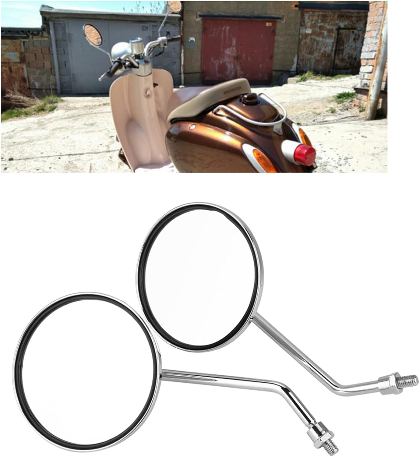 Adjustable Large round Motorcycle Rearview Mirrors for Clear Rear Side Vision, Practical and Convenient Installation, Universal Fit image number 3