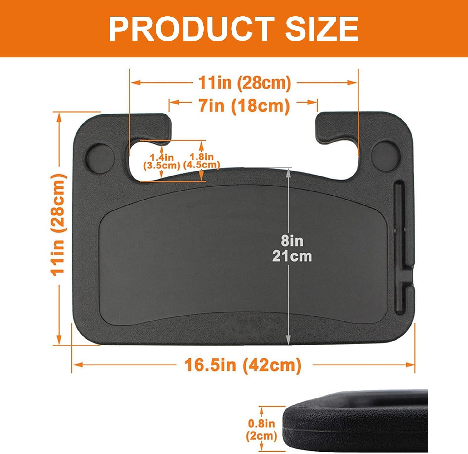 Steering Wheel Tray for Car &ndash; Universal Foldable Car Desk for Eating, Laptop & Work, Portable Black Table for Drivers, Travellers & Road Trips image number 5