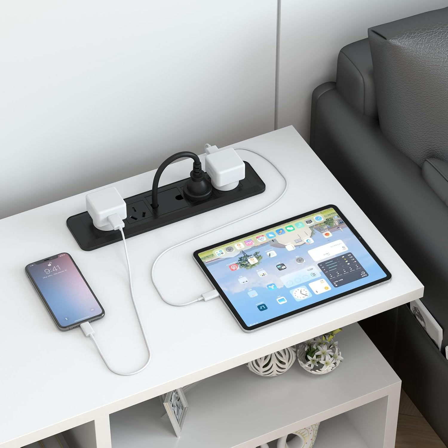 Embedded Desk Power Strip, Flush Mount Extension Cord Flush Outlet Extension Cord with Cable Access Hole, 2500W AU Plug Furniture Power Strip for Conference Table, Office Workstation, 1.8M image number 4