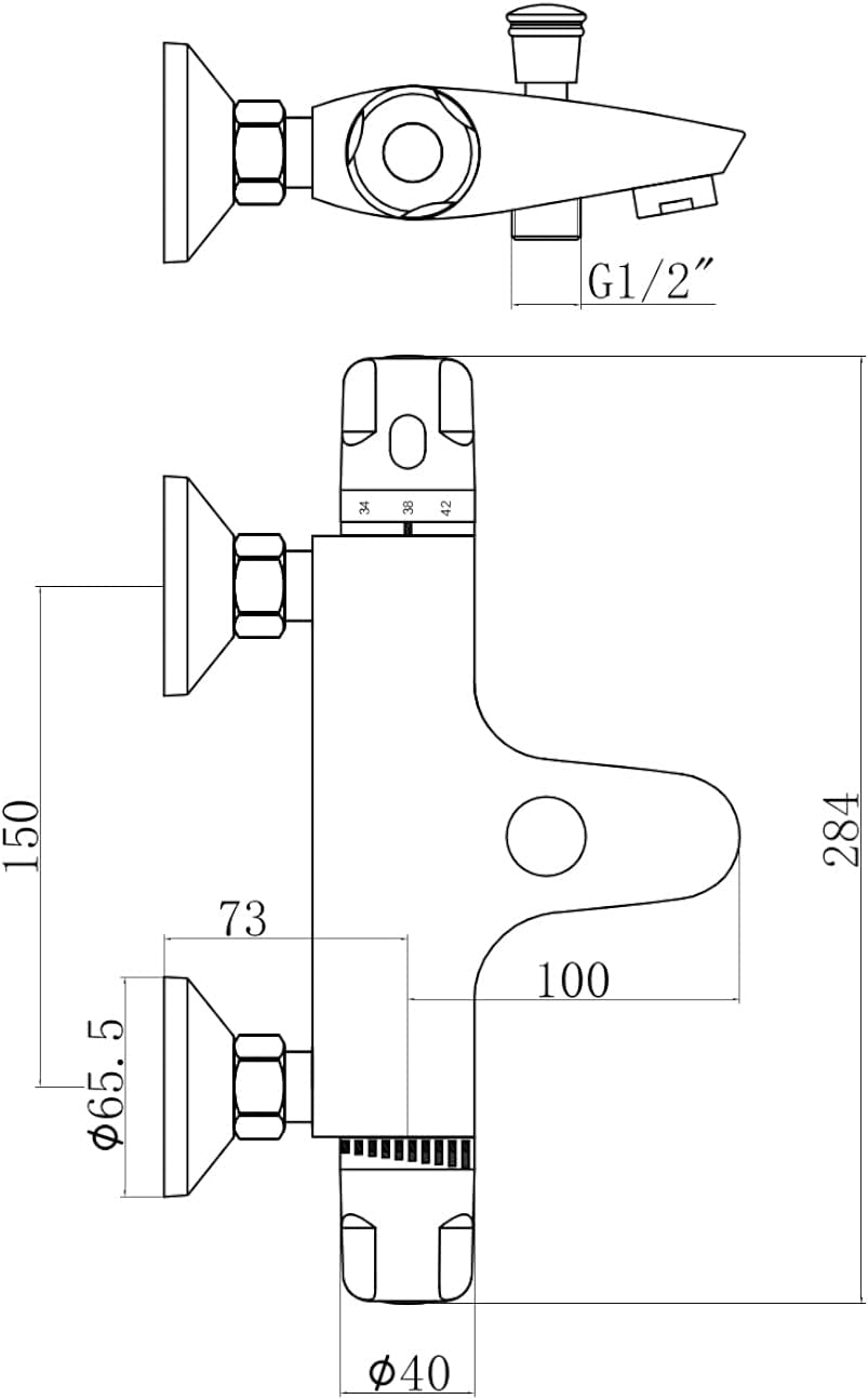 ENKI, Luna, BBT0171, Chrome, Thermostatic Bath Shower Mixer Valve, Wall Mounted, Solid Brass, Anti-Scald Device, Easy to Install Replacement Bath Shower Valve, 10-Year Guarantee image number 5