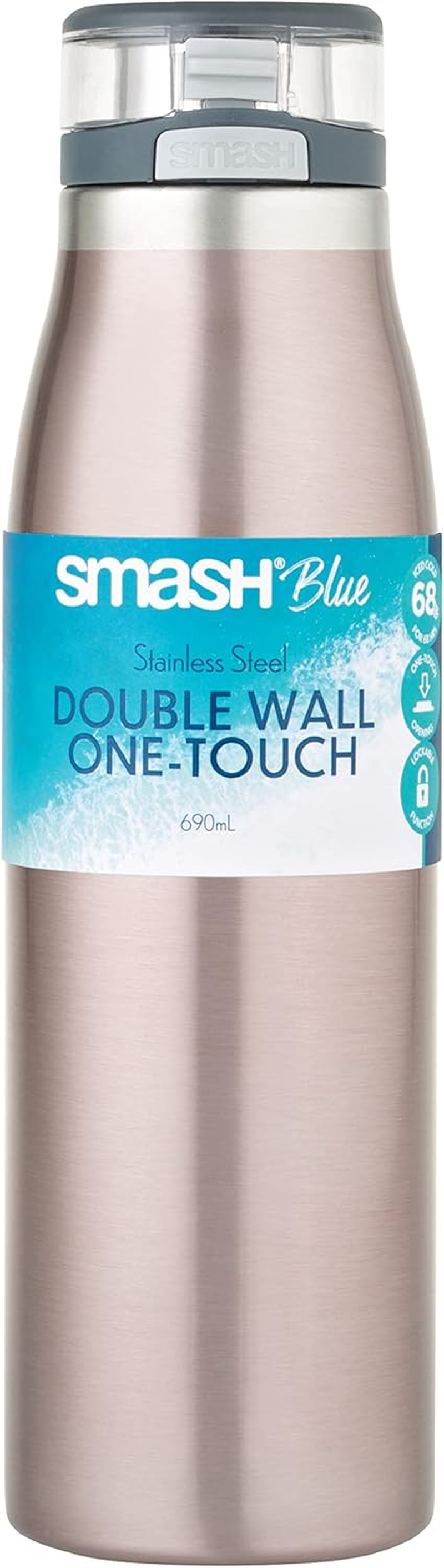 Smash Double Wall One Touch Bottle, Blush, 690 Ml Capacity image number 2