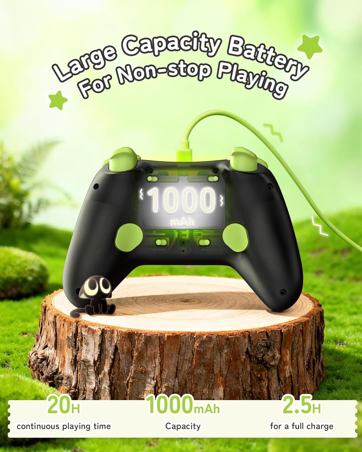 Geekshare Game Controller for Switch 2/Switch/Pc/Ios/Android, Wireless Bluetooth & Wired, 1000Mah Battery, 6-Axis Gyro, Dual Vibration, RGB Light - the HEI Series image number 4