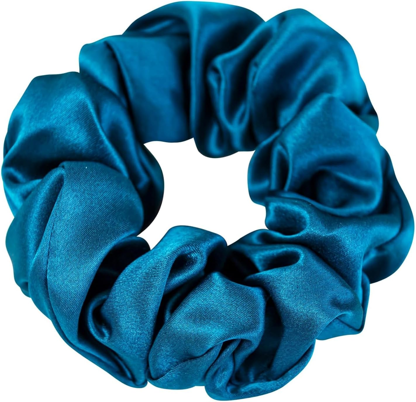 100% Mulberry Silk Scrunchies Hair Tie - No Damage, Prevents Frizz, 1 Pack (Peacock Blue) image number 5