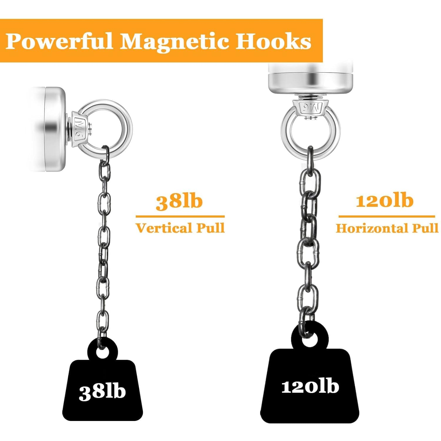 MIN CI Neodymium Magnets 120Lb Heavy Duty Pulling Force Rare Earth Magnets Super Strong Magnet with Countersunk Hole Eyebolt for Magnetic Fishing Salvage Underwater Retrieval 1.42 Inch