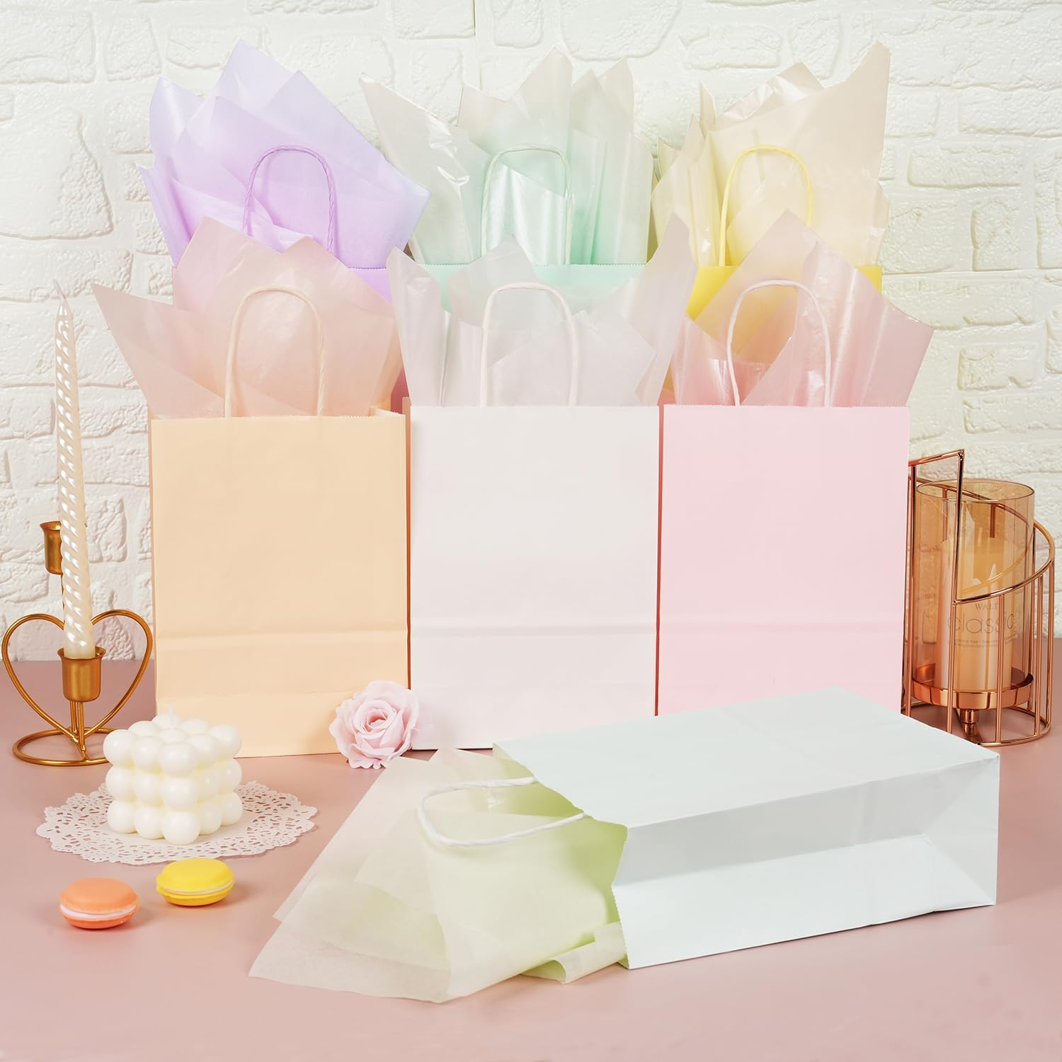 Tissue Paper Bulk, 105 Sheets Tissue Paper for Gift Bags Crafts, 7 Metallic Colors Tissue Paper for Wrapping Packaging Pastel Tissue Paper for Wedding Birthday Baby Shower Party Decor, 14 X 20 Inches - Gold image number 7