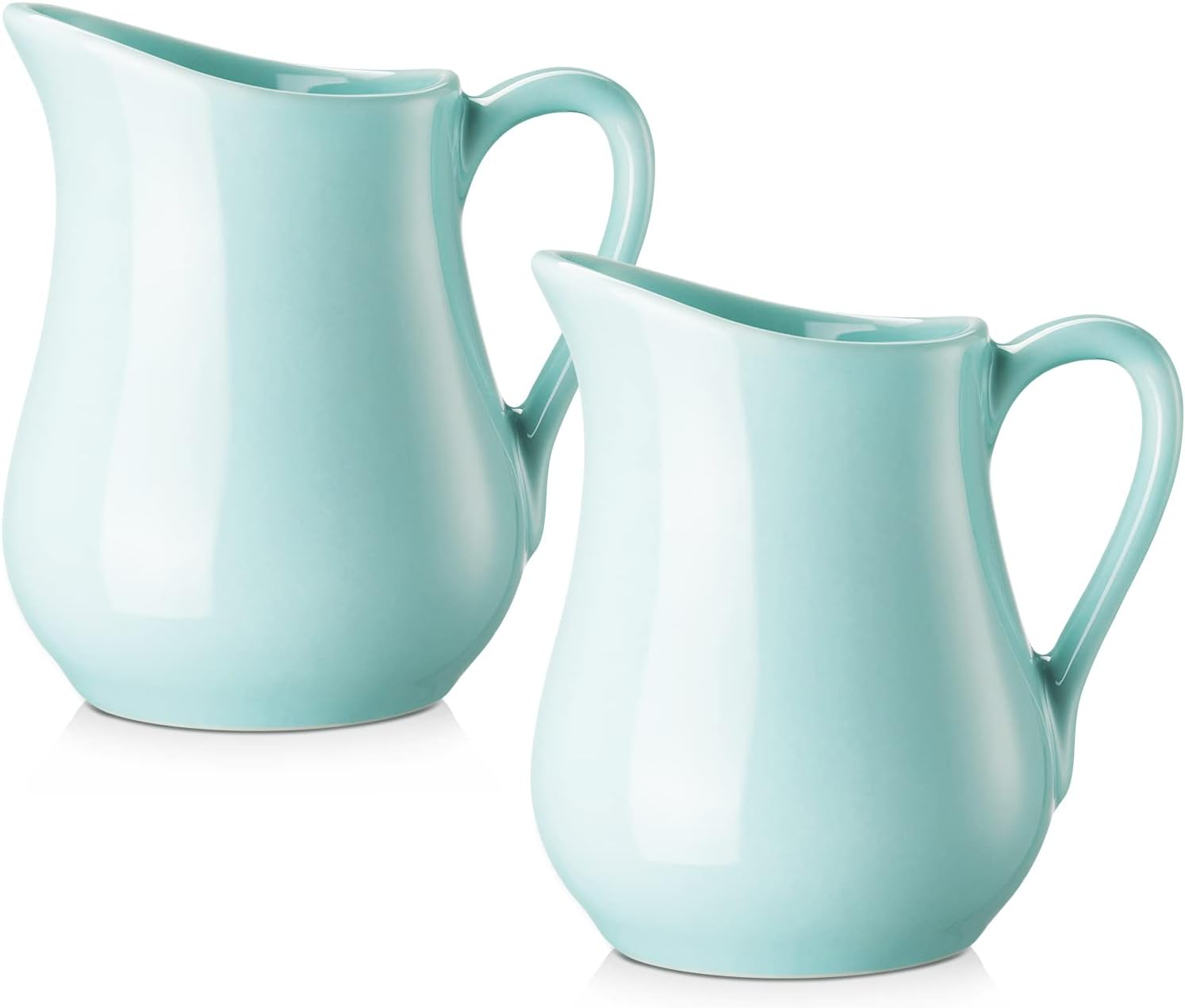 Gurygo 2 Oz (Set/2) Creamer with Handle,Small Classic White Fine Porcelain Creamer Pitcher, Small Milk Pitcher for Coffee Milk Sauce - Microwave & Freezer Safe