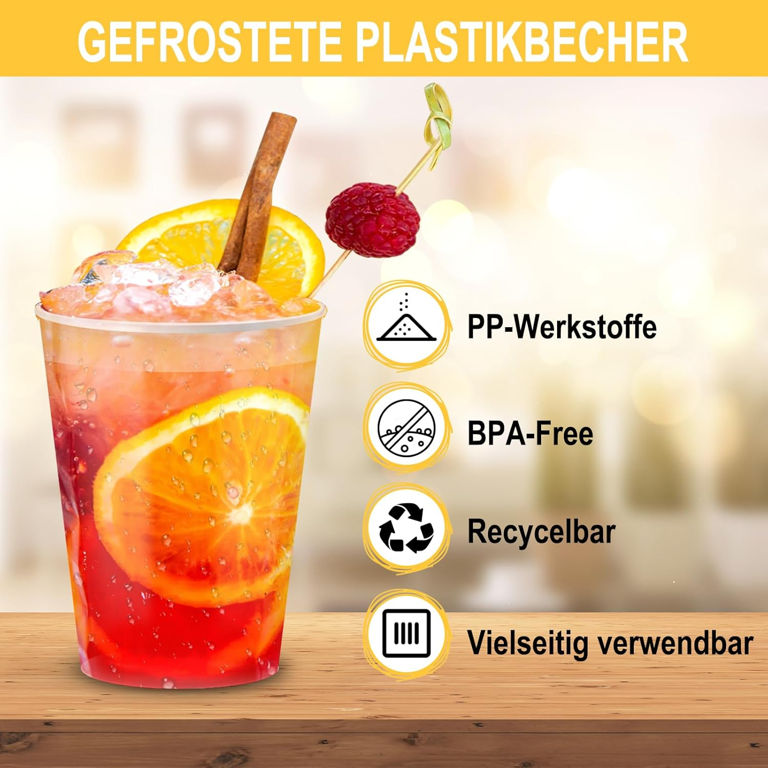 Pack of 50 Plastic Cups, Reusable 360 Ml Frosted Plastic Cups, Party Cups Set for Drinks Parties, Birthday, Wedding, Christmas image number 5