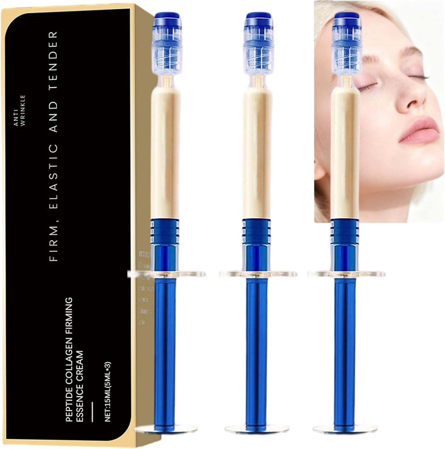 Peptide Collagen Firming Essence Cream, Anti-Wrinkle Lotion for Face & Neck, Tightening & Lifting Sagging Skin, Polypeptide Collagen Elastic Essence for Firm, Elastic & Tender Skin (2PCS)