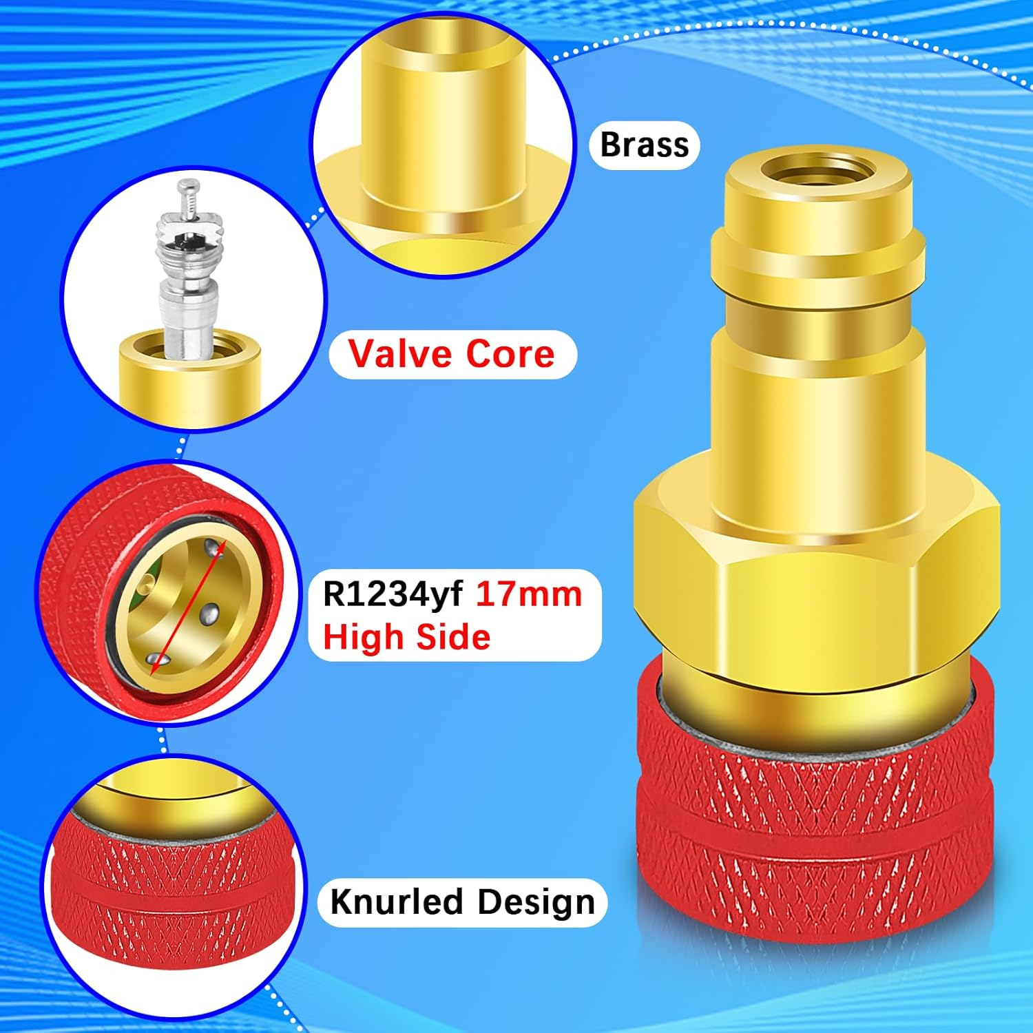 R1234Yf to R134A Adapter, 1234Yf to 134A Adapter Kit, R1234Yf to R134A Conversion Adapters, High/Low Pressure Side R134A Adapter Convert to R1234Yf, for Car Air-Conditioning R1234Yf System Charging - Yellow image number 7