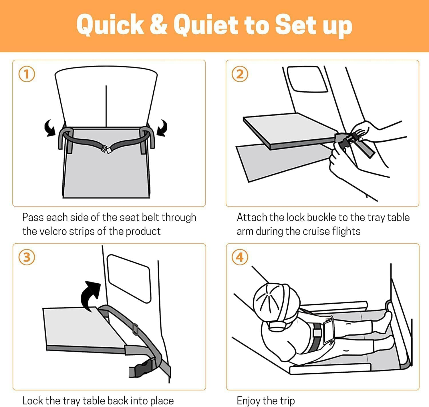 HJB VISSO Toddler Airplane Travel Bed, Airplane Footrest Seat Extender for Kids, Toddler Travel Essentials, Portable Waterproof Seat Extender for Baby (Gray) image number 4