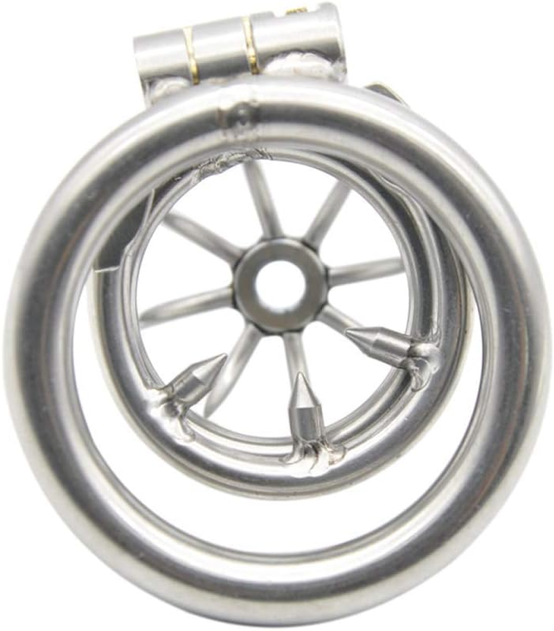 Beauty7 Men Stainless Steel Chastity Belt with Penis Dilator Chastity Cage Penis Cage Cock Cage Men Locking Penis Chastity Hat - Size: L image number 4