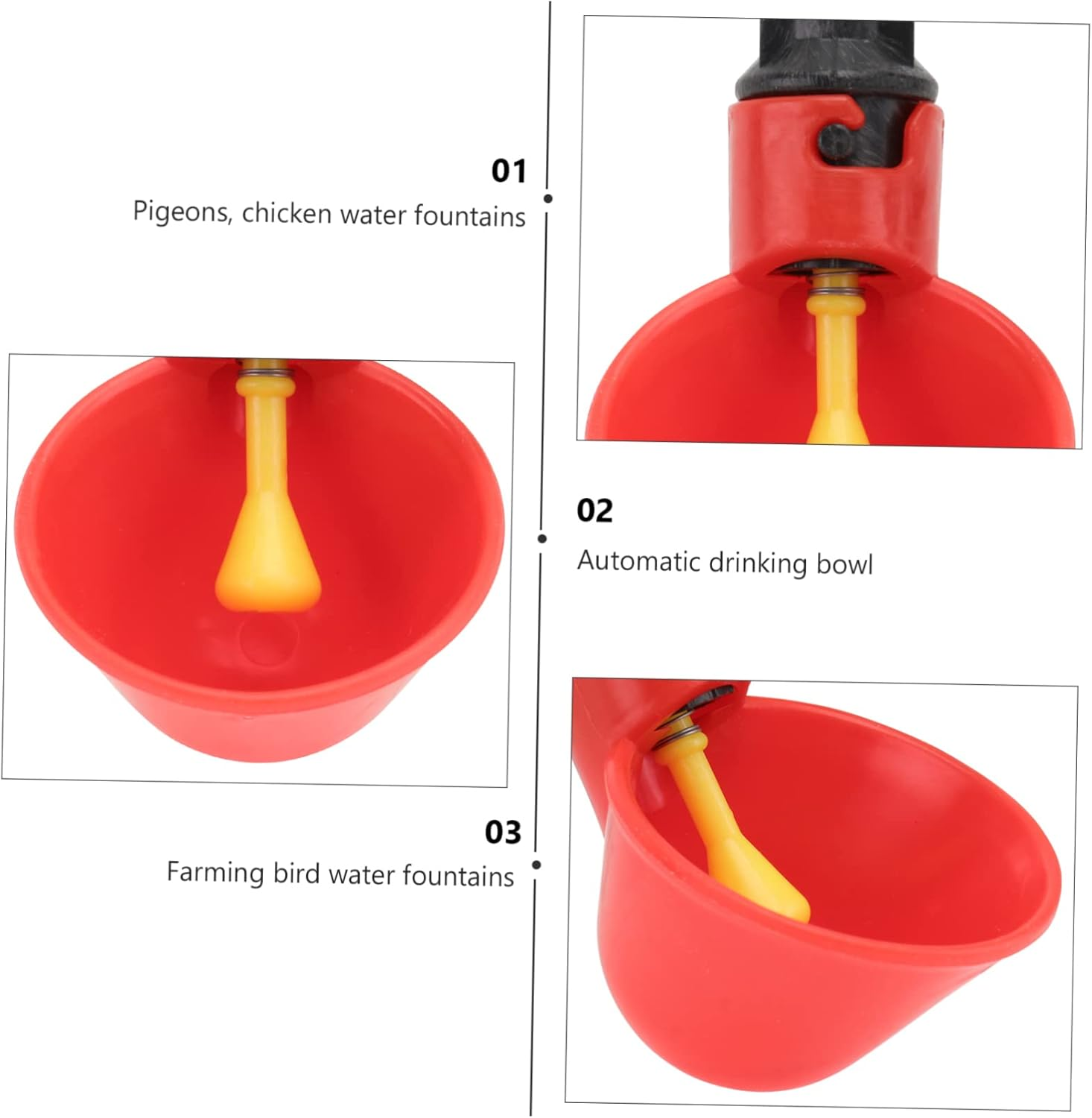 Happyyami 15Pcs Automatic Chicken Drinker Poultry Water Bowl Quail Pigeon Waterer Automatic Poultry Water Drinking Bowl image number 6