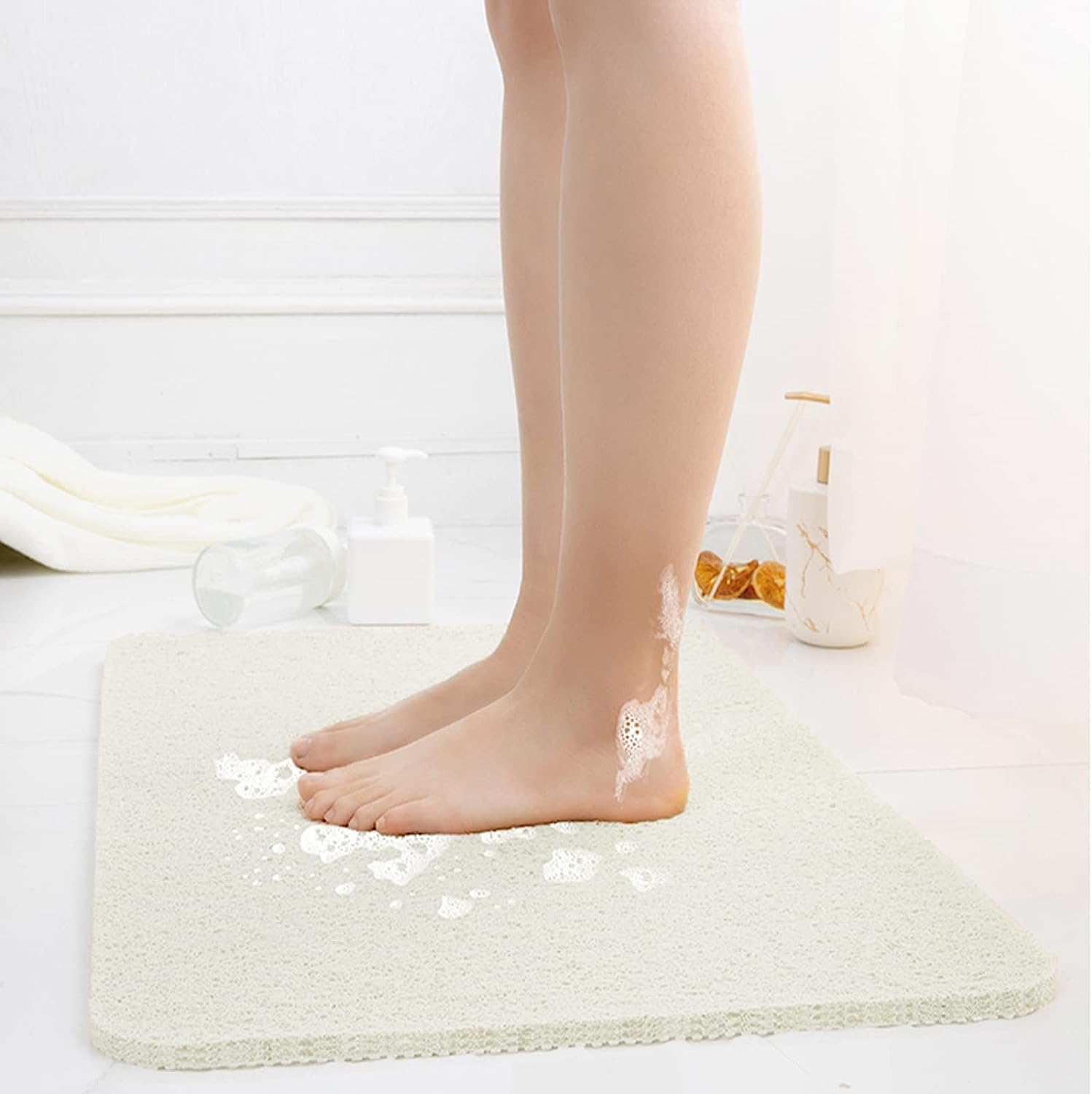 Non Slip Bathtub Mat,20X32 Inch,Shower Mats for Bath Tub,Soft Textured Bath, Shower Mat,Pvc Loofah Bath Mat for Tub,Shower,Bathroom,Quick Drying/Grey