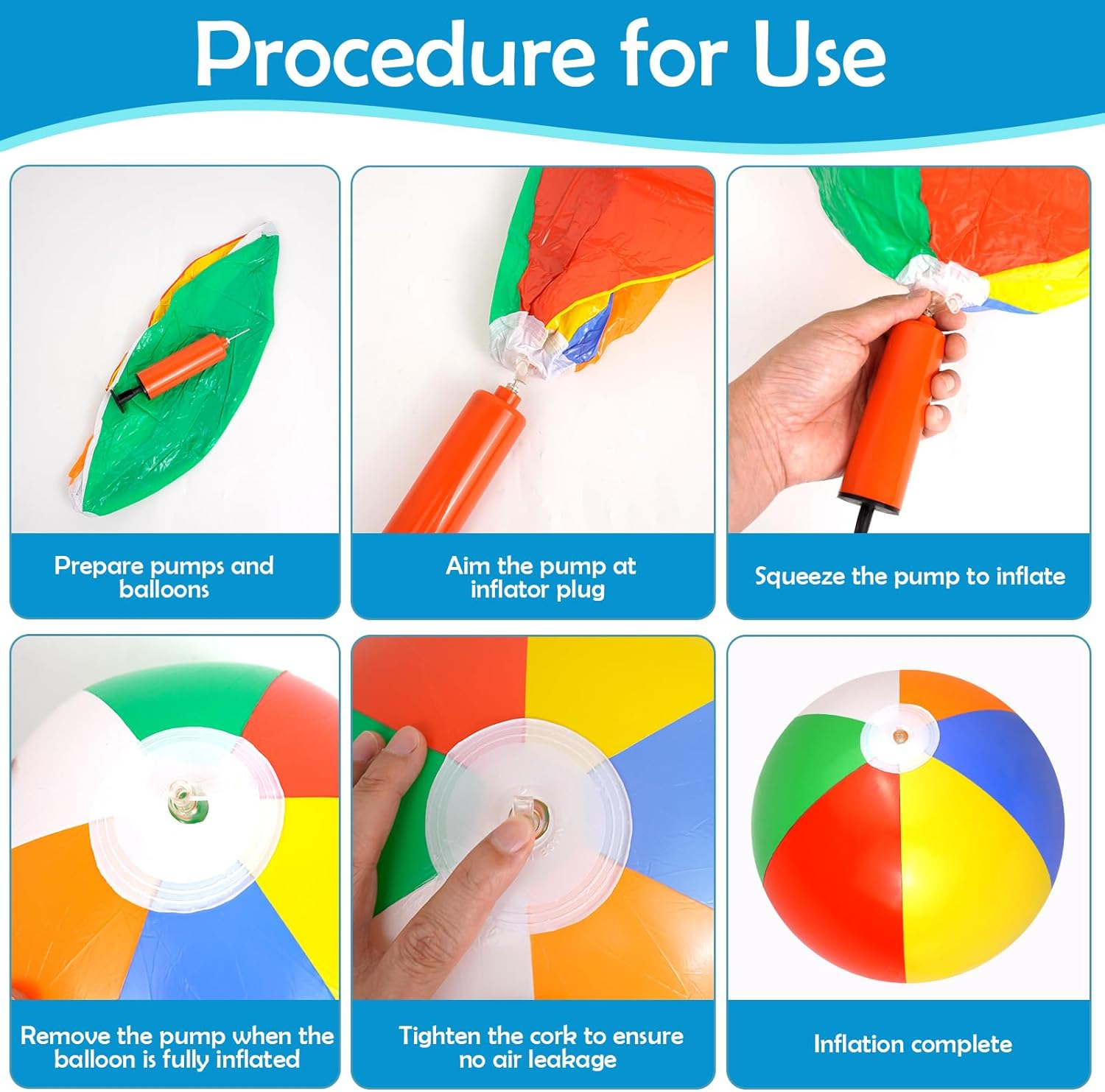 PEAKTOP 4 X 50 Cm Inflatable Water Balls, 33 Cm after Inflation, Colourful Water Balls, Adult Children Beach Ball, Water Ball, Inflatable Ball for Beach Party, Summer Activities, Outdoor Swimming image number 2